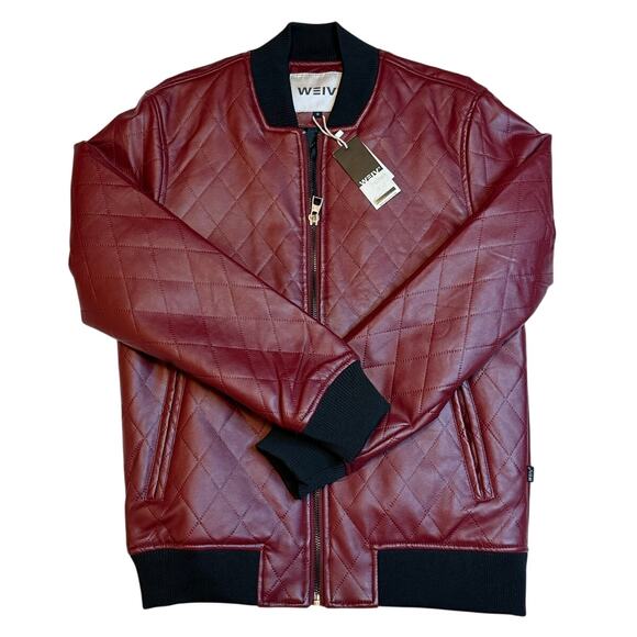 WEIV Mens's Burgundy Leather Jacket sz: MEDIUM  NEW WITH TAGS - Picture 1 of 5